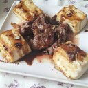 バルサミコソースで食べるハンバーグ＆豆腐ステーキ